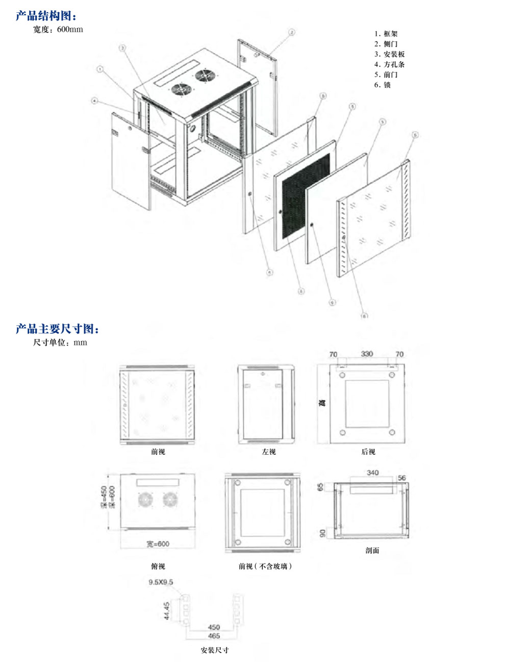 標準B型掛墻式網(wǎng)絡(luò)機柜BYD CABINET(圖2)