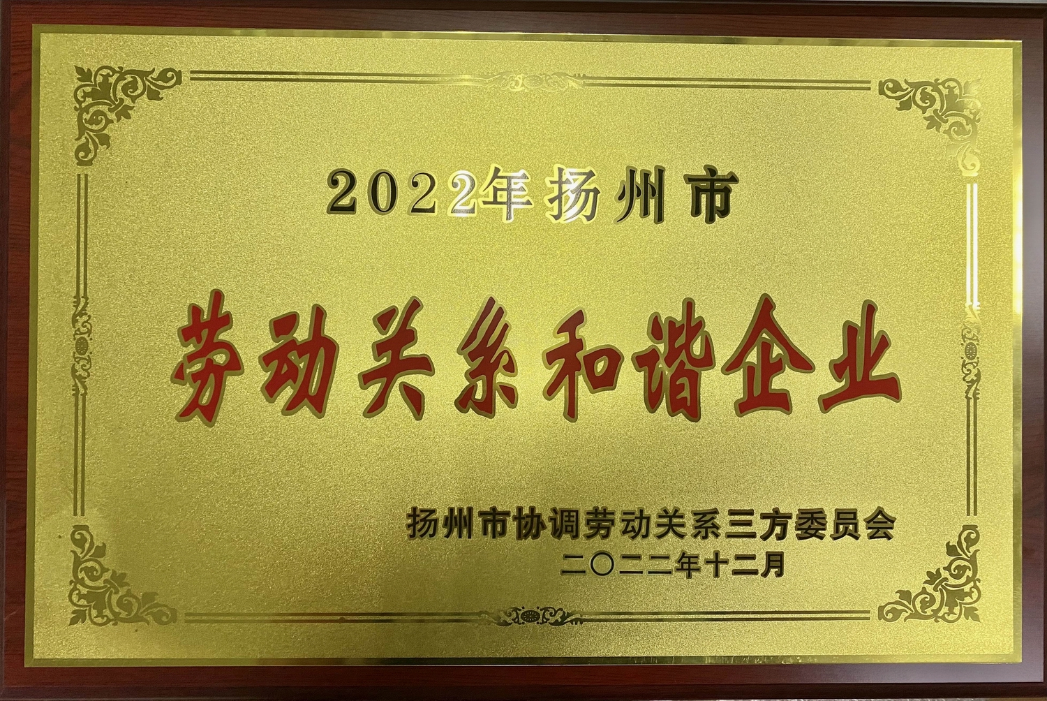 喜訊！江蘇帝一集團榮獲“2022年揚州市勞動關(guān)系和諧企業(yè)”稱號(圖2)